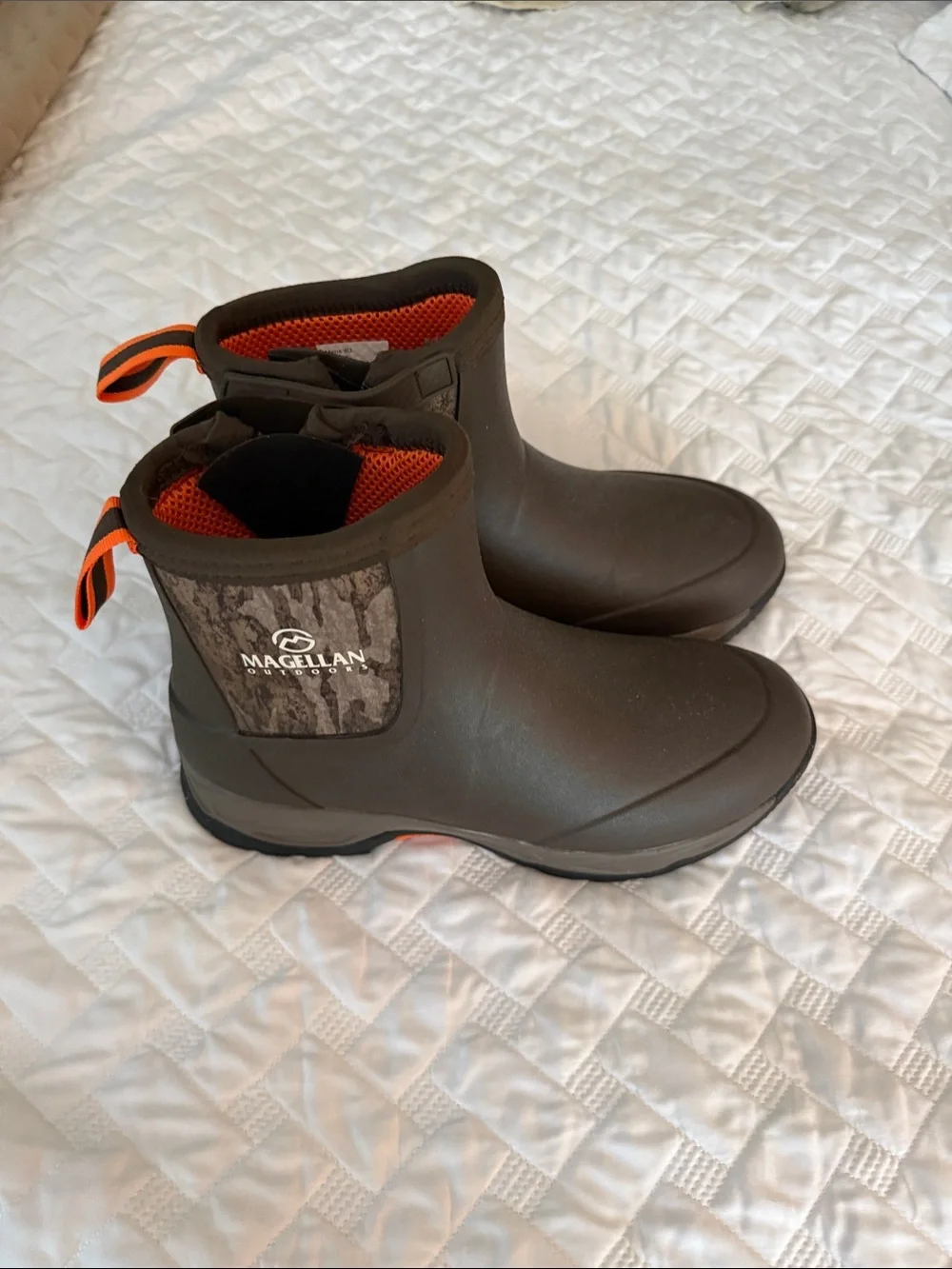 Magellan Outdoors Brown Waterproof Rain & Snow Ankle Boots with Orange Accent